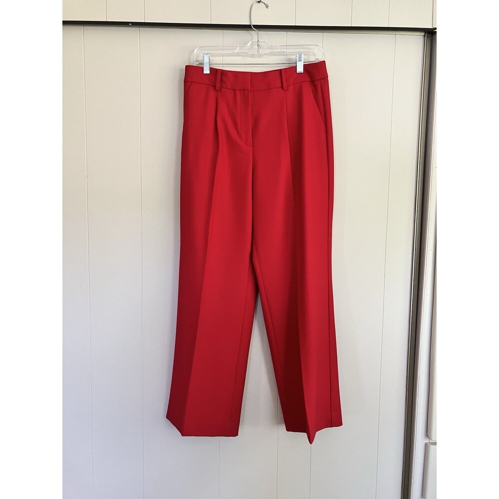 Talbots Petites Red Wool Blend Wide Leg High Waist Dress Pants Size 6P NWT
